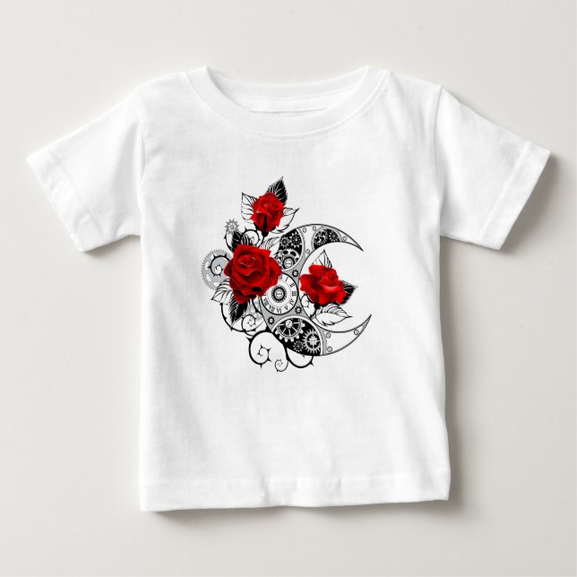 Mekanisk halvmåne med Röd ros T Shirt (Framsida)