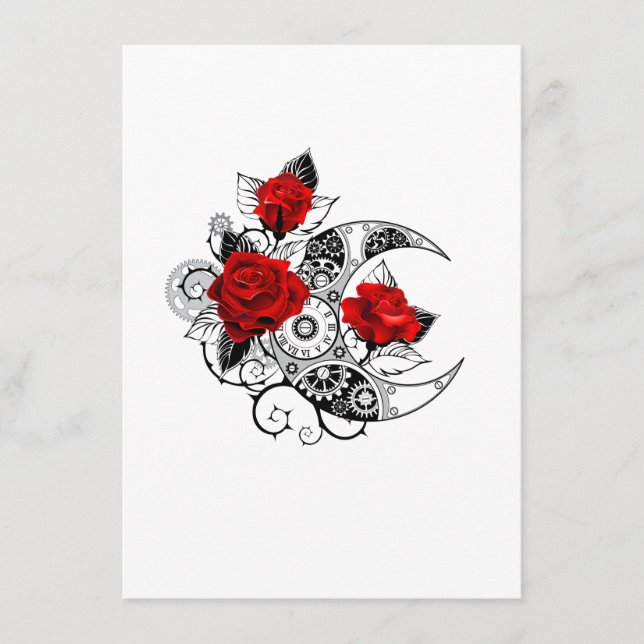 Mekanisk halvmåne med Röd ros Tilläggskort (Framsida)
