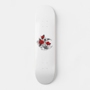 Mekanisk halvmåne med röda rosor mini skateboard bräda 18,5 cm