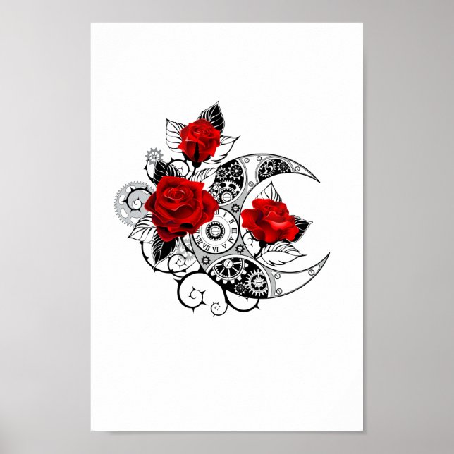 Mekanisk halvmåne med röda rosor poster (Framsidan)