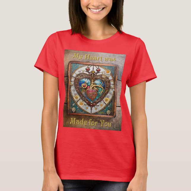 Mekanisk hjärtstillande Steampunk-serie T Shirt (Framsida)