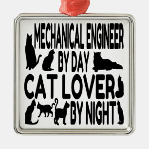 Mekanisk Ingenjör Cat Lover Julgransprydnad Metall