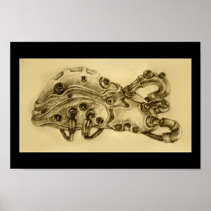 Mekanisk leveranatomi Steampunk Skriv ut Teckning Poster