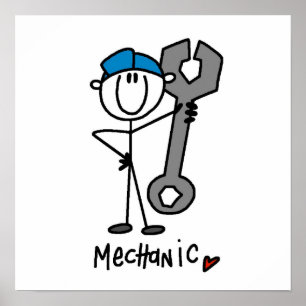 Mekanisk med Wrench Stick figur Poster