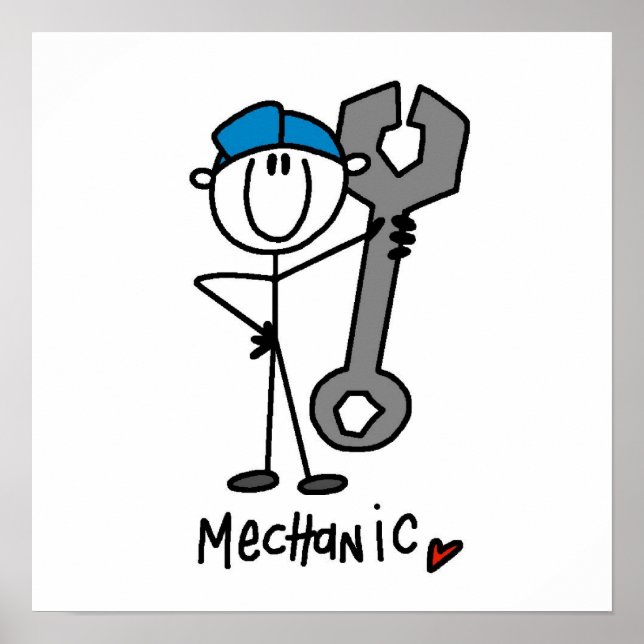 Mekanisk med Wrench Stick figur Poster (Framsidan)