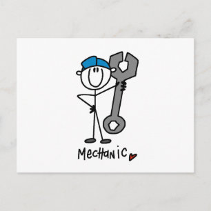 Mekanisk med Wrench Stick figur Vykort