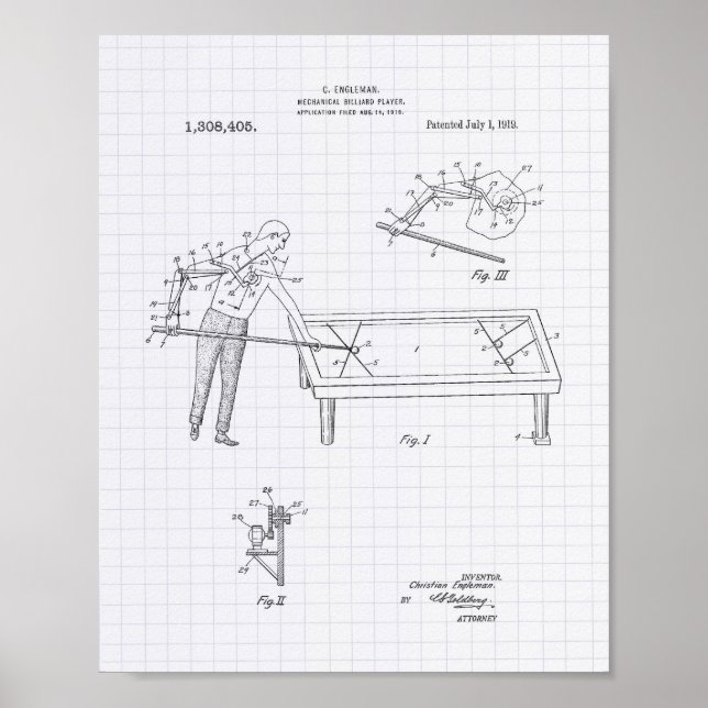 Mekanisk miljard 1919 Patent Art - Lintade peper Poster (Framsidan)