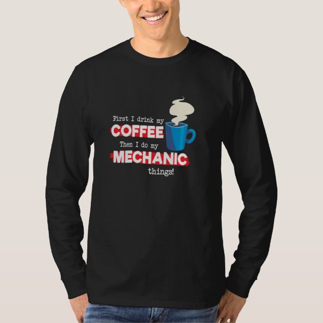 Mekanisk och kaffeavskrivning t shirt (Framsida)