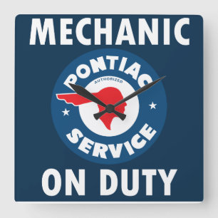Mekanisk på tjänstgöringsskylt. Pontiac Service Fyrkantig Klocka