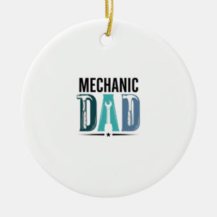 Mekanisk Pappa Vintage Verktyg Typografi Design_1 Julgransprydnad Keramik