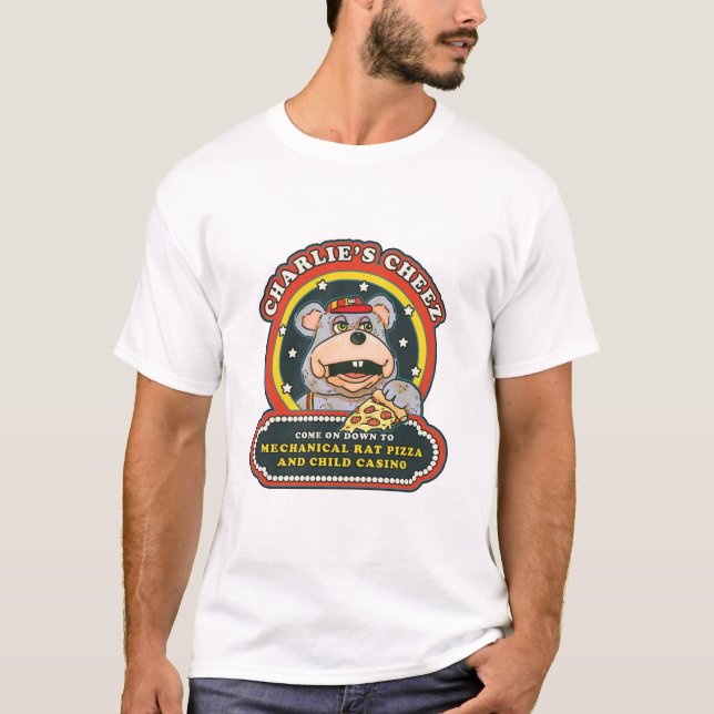 Mekanisk Råtta Pizza & Child Casino T-Shirt (Framsida)