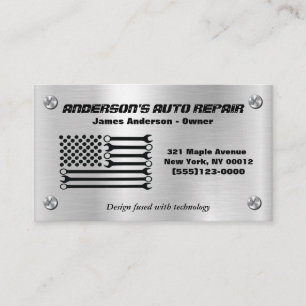 Mekanisk reparation av amerikanska Flagga Metall Visitkort