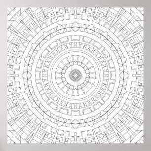 Mekanisk Ring Mandala Precision Målar Konst Poster