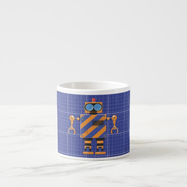 Mekanisk Robot Tecknad Film Espressomugg (Framsidan)