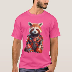 Mekanisk Röd Panda Robot Futuristisk Cyborg Ångdri T Shirt