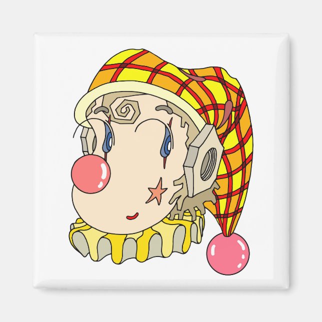 Mekanisk "romantisk clown" med ett älskvärt leende magnet (Framsidan)