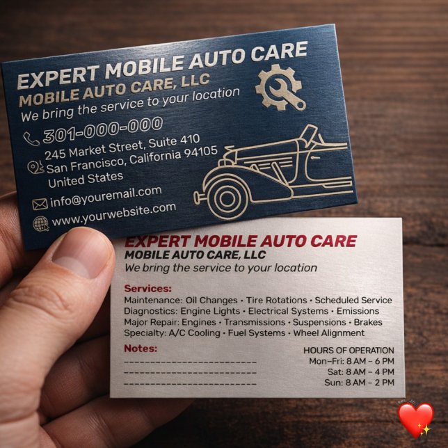 Mekanisk service Auto Reparation & Bil AC Speciali Visitkort (Skapare uppladdad)