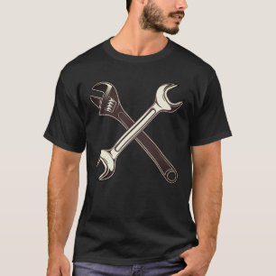 Mekanisk skiftnyckel och justerbar skiftnyckel t shirt