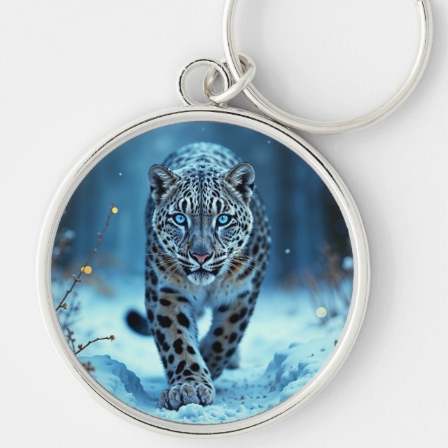 Mekanisk skönhet i kallet för snövildmark hos rovd rund silverfärgad nyckelring (Framsidan)