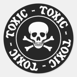 Mekanisk skull- och korsbensetikett runt klistermärke