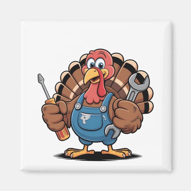 Mekanisk Squad Turkey Thanksgiving Gobbler Magnet (Framsidan)