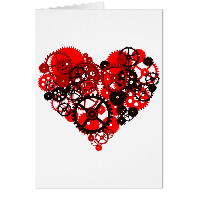 MEKANISK STEAMPUNK-HJÄRTA HÄLSNINGSKORT (Framsidan)