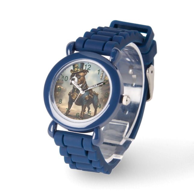 Mekanisk Tassar: Steampunk Stafford Dshire Terrier Armbandsur (Vinkel)