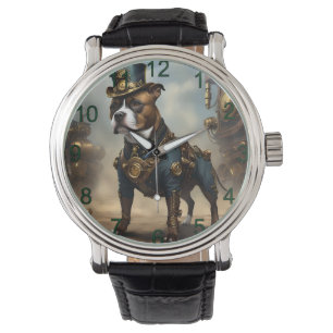Mekanisk Tassar: Steampunk Stafford Dshire Terrier Armbandsur