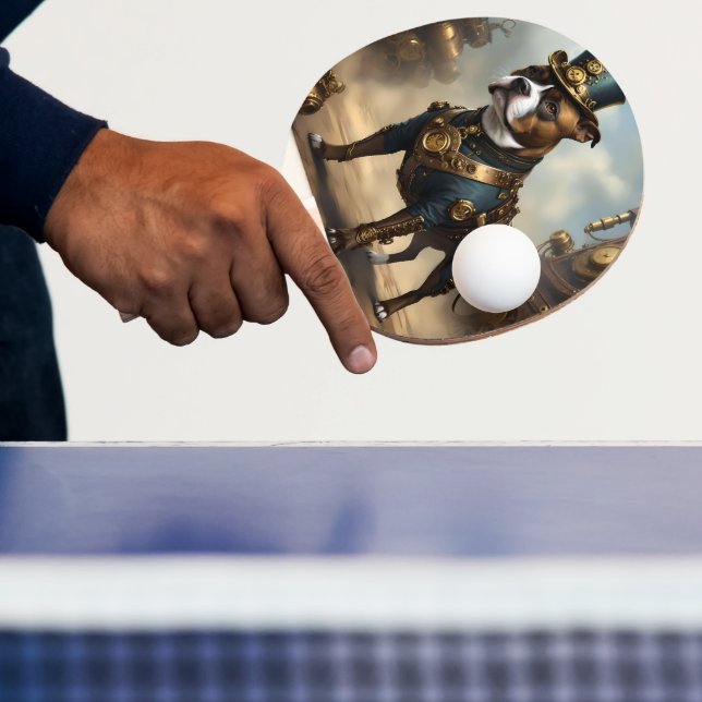 Mekanisk Tassar: Steampunk Stafford Dshire Terrier Pingisracket (Insitu)