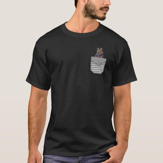 Mekanisk Uggla Steampunk I Fickan T Shirt (Framsida)