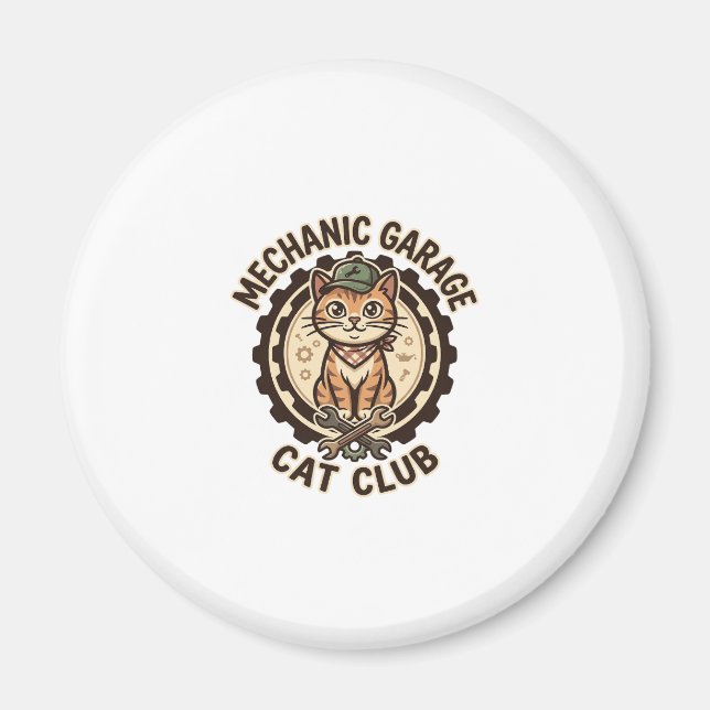 Mekanisk Verkstad Katt POD Vector Art - Mekanisk G Magnet (Framsidan)