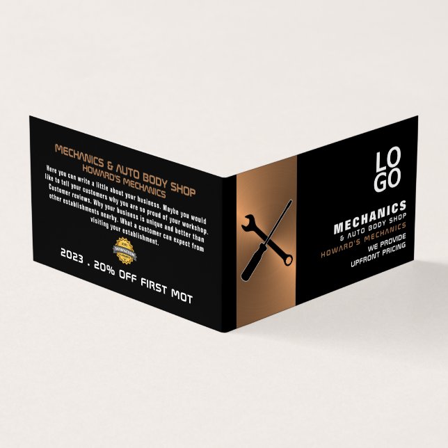 Mekanisk Verktyg, automatisk mekanisk reparation,  Visitkort (Utsida)