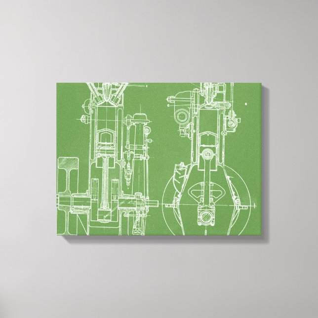 MEKANISK VINTAGE BLUEPRINT WHITE-ANPASSNINGSBAR, T CANVASTRYCK (Framsida)