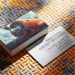 Mekanisk Vintage Flygplan för flygplansmotorer Visitkort