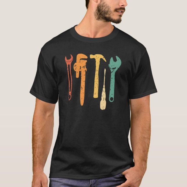 Mekanisk Vintage Retro Verktyg Fix Saker T Shirt (Framsida)