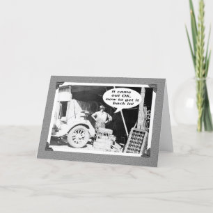 Mekanisk workshop , vintage, gammal bil och mekani kort