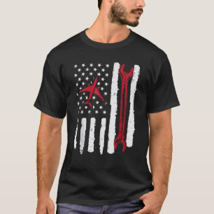 Mekanisk Wrench Aviation Patriot, USA-Flagga T Shirt