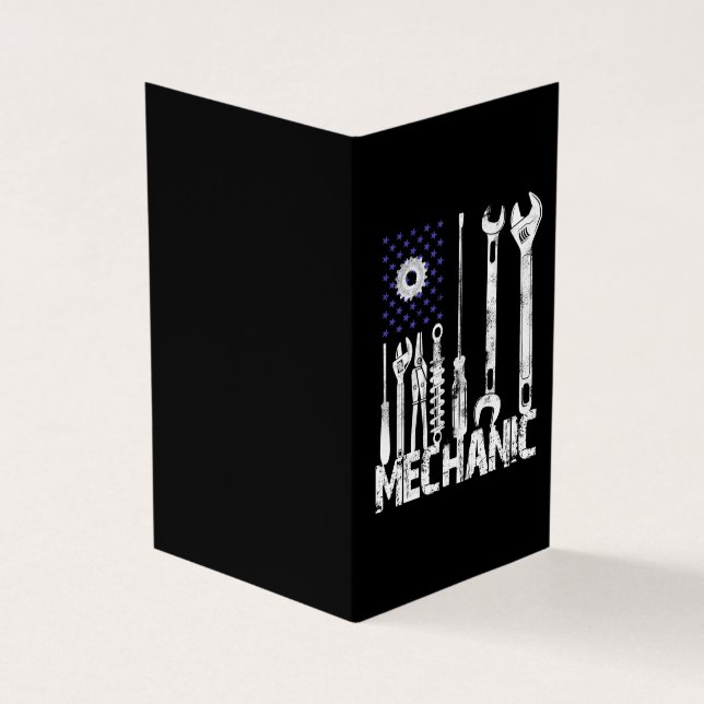 Mekaniska Älskare| Mekanisk USA flagga Visitkort (Utsida)