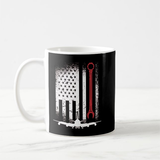 Mekaniska amerikanska Flagga Flygplan Kaffemugg (Vänster)
