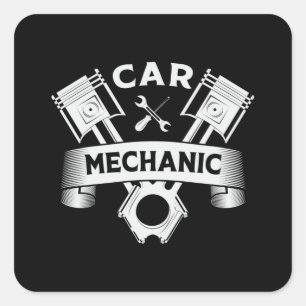 Mekaniska bilmotormekanismer Car Funny Gift Idea Fyrkantigt Klistermärke