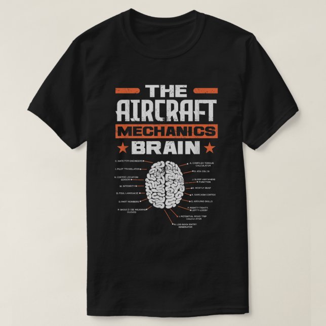 Mekaniska bromsmekanismer Brain Aviation Funny Air T Shirt (Design framsida)