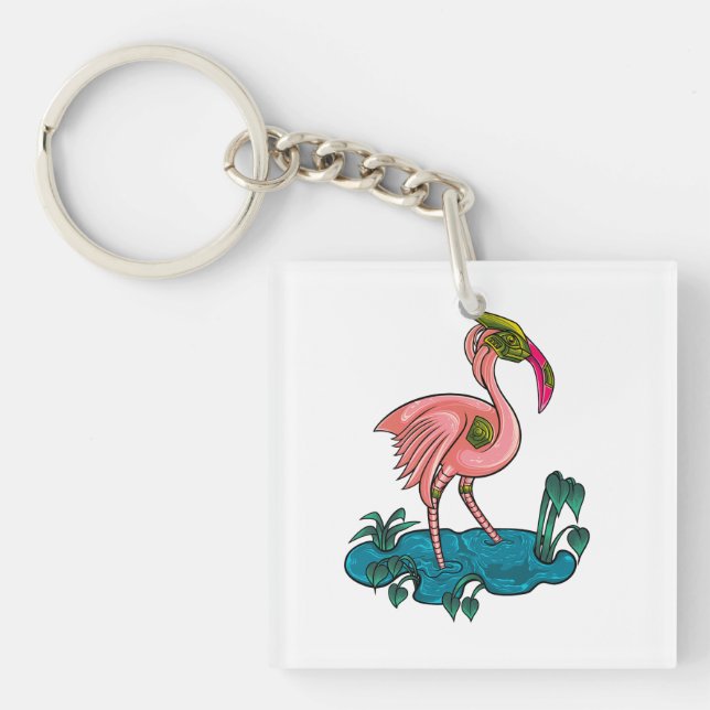 Mekaniska fåglar, Rosa Flamingo Mecha Robot (Framsidan)