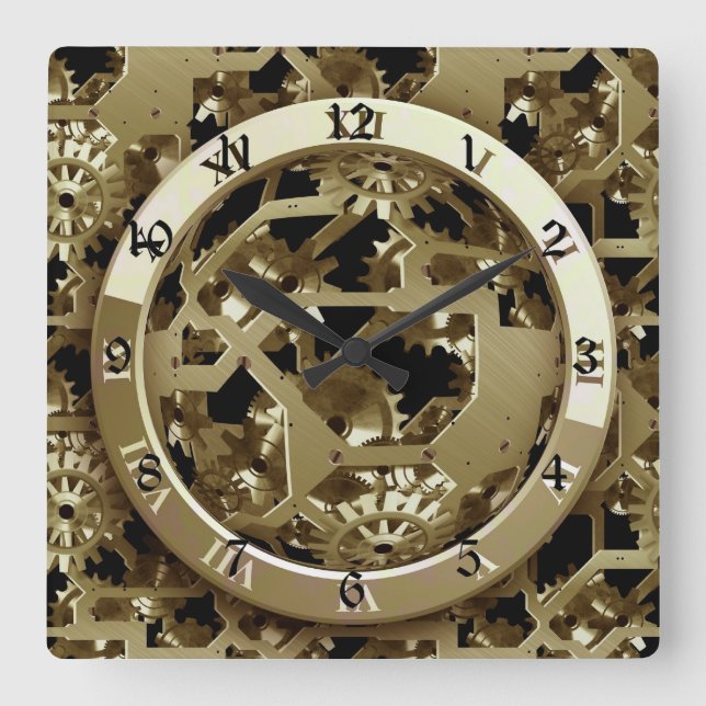 Mekaniska gåvor för guld-klockor och -växlar, Stea Fyrkantig Klocka (Framsida)