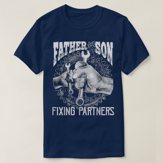 Mekaniska mekanismen för far och son Fars dag Gift T Shirt (Design framsida)
