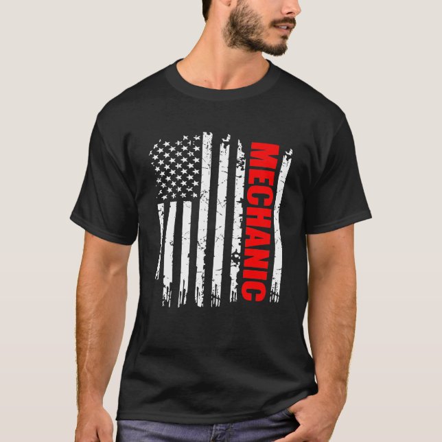 Mekaniska USA flagga-professurer T Shirt (Framsida)