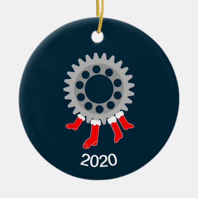 Mekaniska växel julstrumpor julgransprydnad keramik (Framsidan)