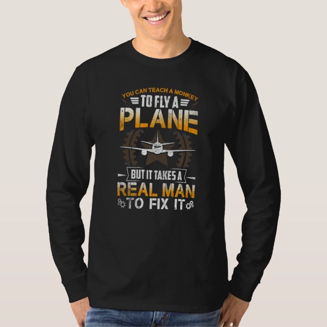 Mekaniska verkliga mannen Fix Flygplan T Shirt (Framsida)