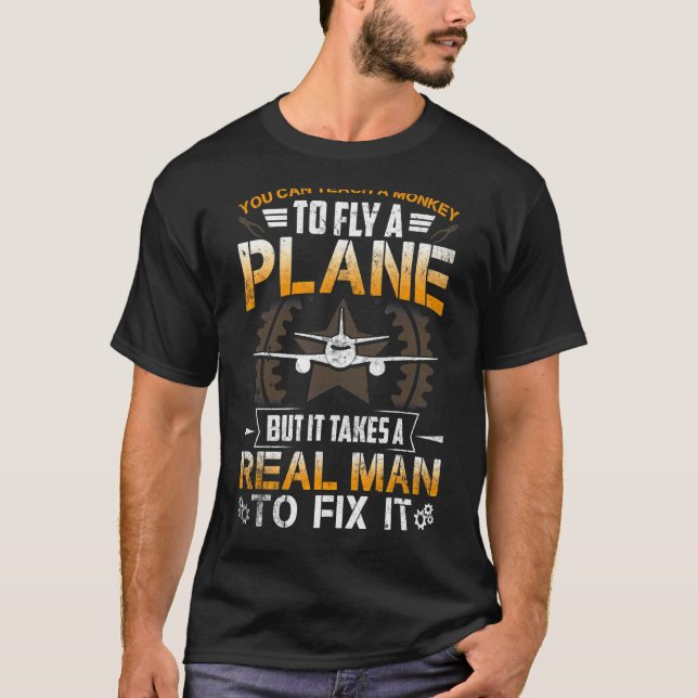 Mekaniska verkliga mannen Fix Flygplan T Shirt (Framsida)