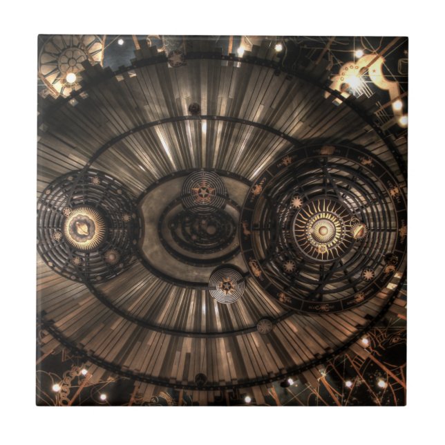 Mekaniska zodiakkonstellationer av Steampunk Kakelplatta (Framsidan)