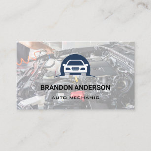 Mekaniskt arbete med motorn Bilens Logotyp Visitkort